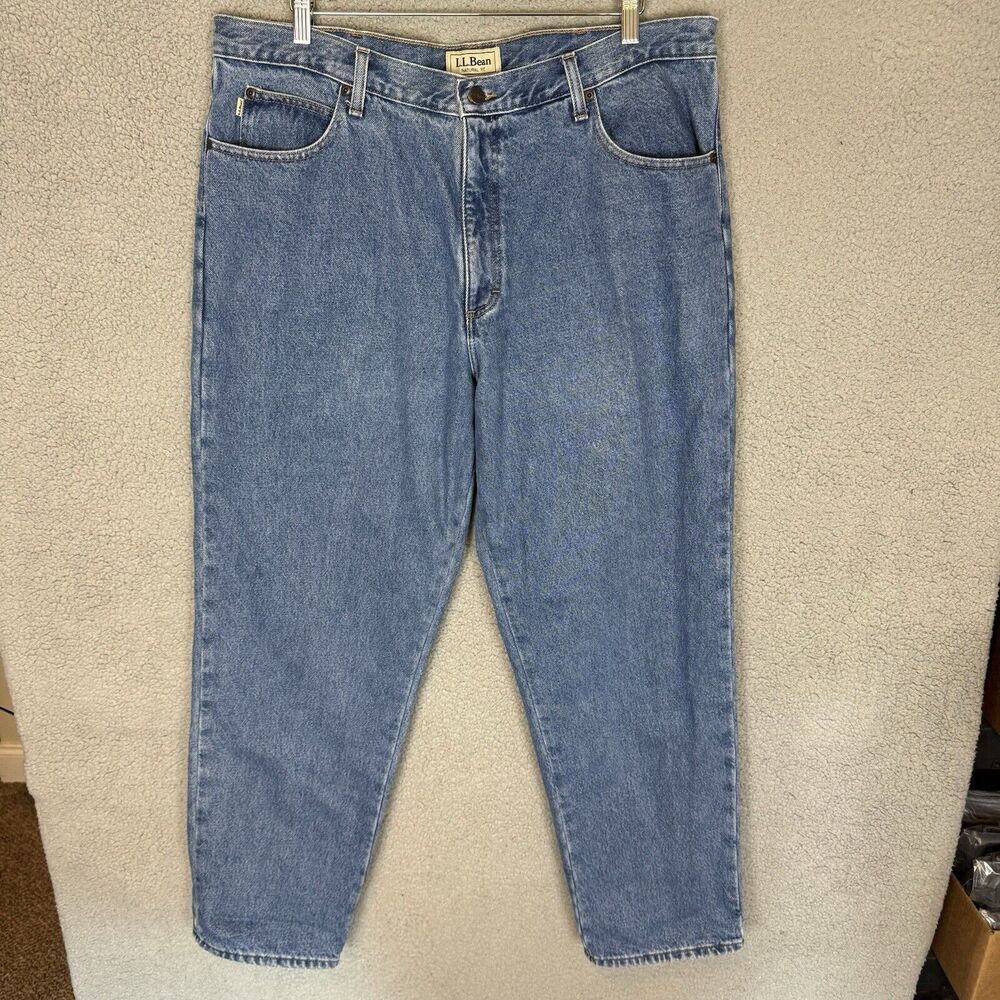 L.L. Bean Jeans Mens 40x32 Blue Natural Fit Straight Leg Lined Medium Wash Denim